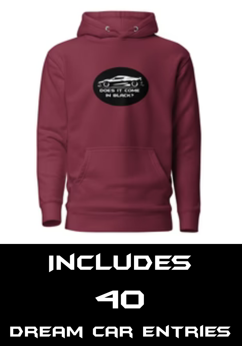 “Does It Come in Black?” Collector’s Hoodie — Includes 40 Dream Car Entries